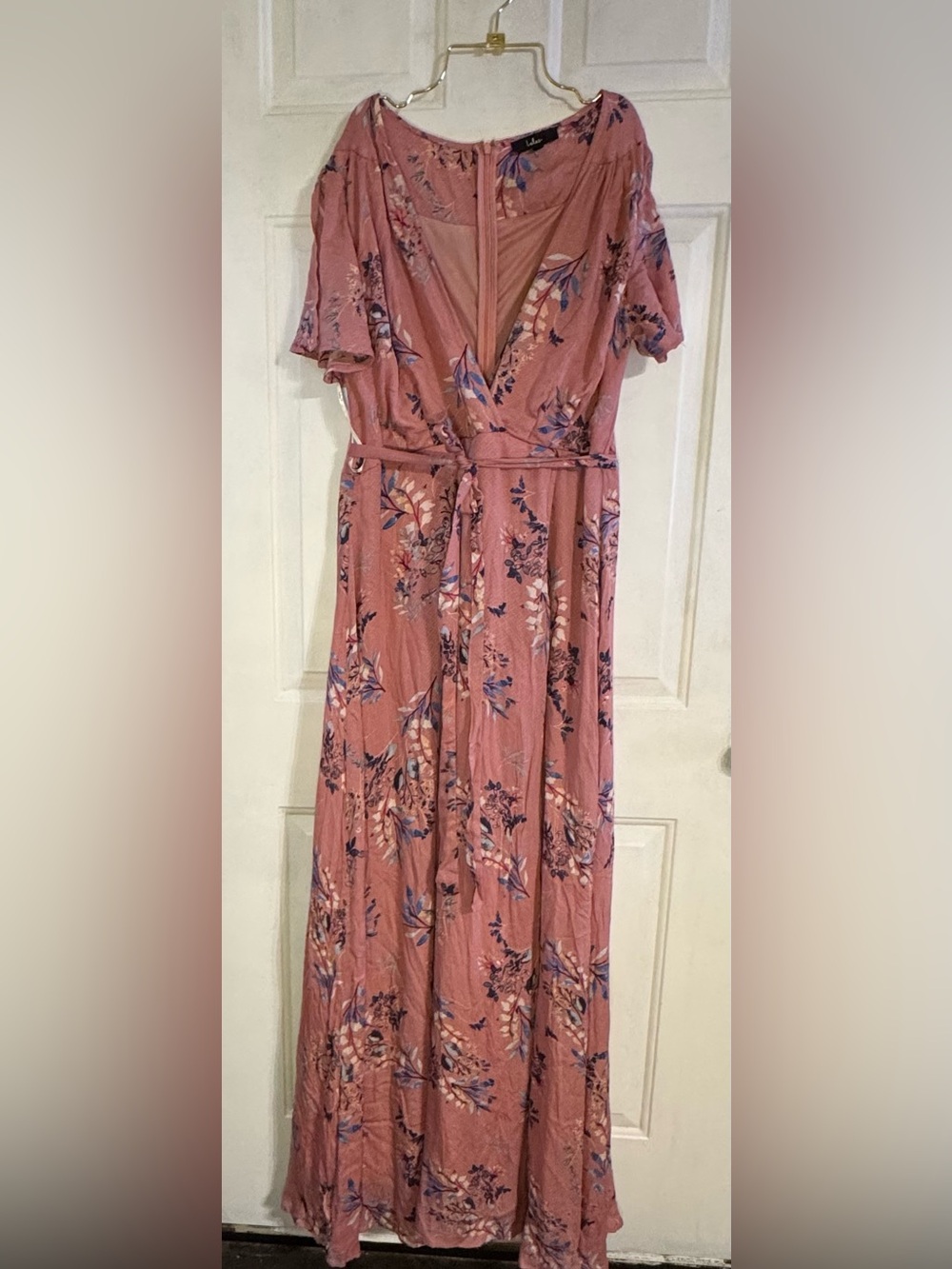 Lulus Pink Floral Maxi Dress XL Boho